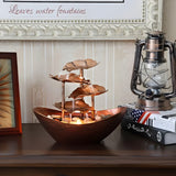 Bordfontän med LED-ljus - Dekorativ inomhusfontän i järnblad i vintage stil Carvallo