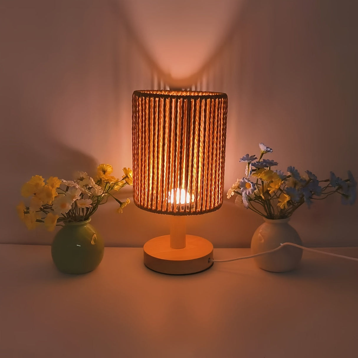 BarrelGlow - Trä-byrålampa med randmönster Carvallo