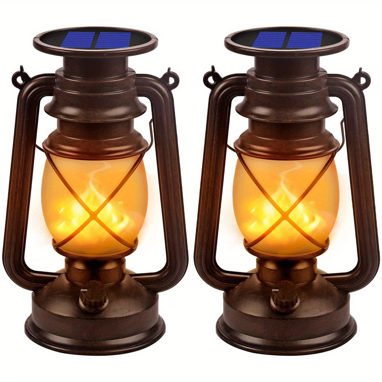 Carvallo Solar-Lampor i vintage-stil 2-pack | Fladdrande LED-ljus | Väderbeständiga & Energieffektiva | 37 cm Höjd Carvallo