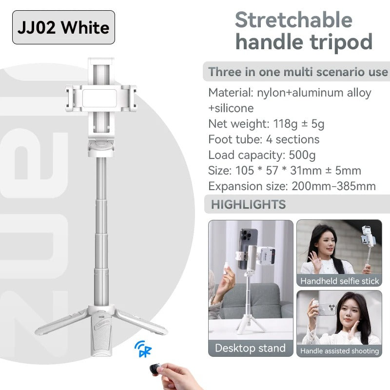 Bluetooth Selfie Stick med Stativ – 4-sektions Förlängningsbar Rotera Handtag för Stabila Skott Carvallo