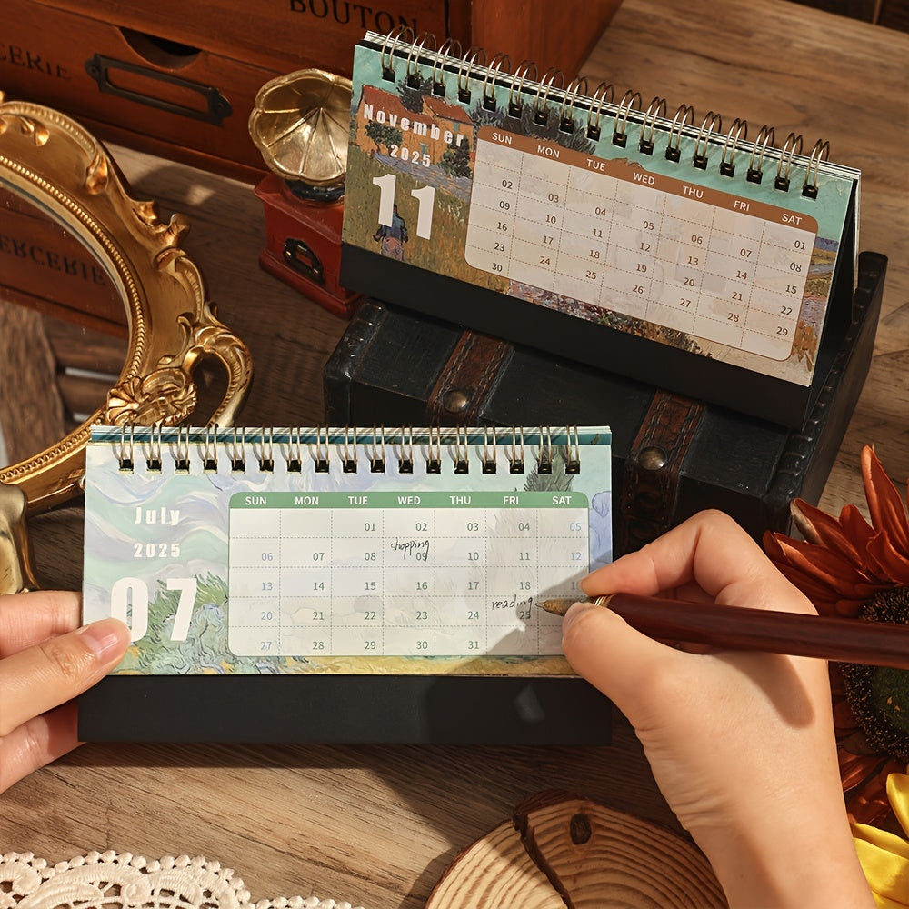 Skrivbords kalender med vintage konstdesign Carvallo