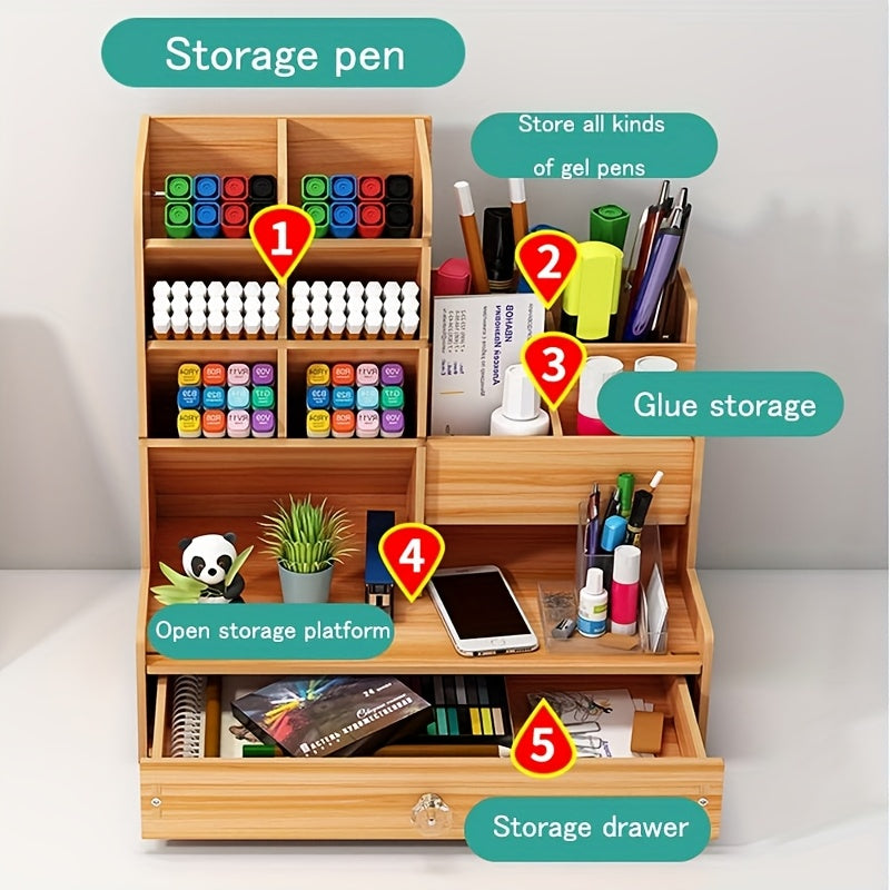 Spatial Bamboo Desk Organizer med låda – Organisera ditt arbetsutrymme effektivt och stiligt Carvallo