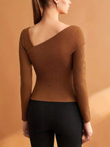 Dam Festtoppar Asymmetrisk Halsringning Polyester Trendig Design
