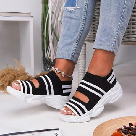 Wedge-sandaler med öppen tå för kvinnor-Hemnix-Svart-36-Hemnix