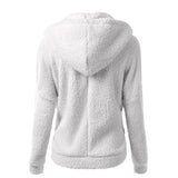 Fleece vinterjacka med huva för kvinnor