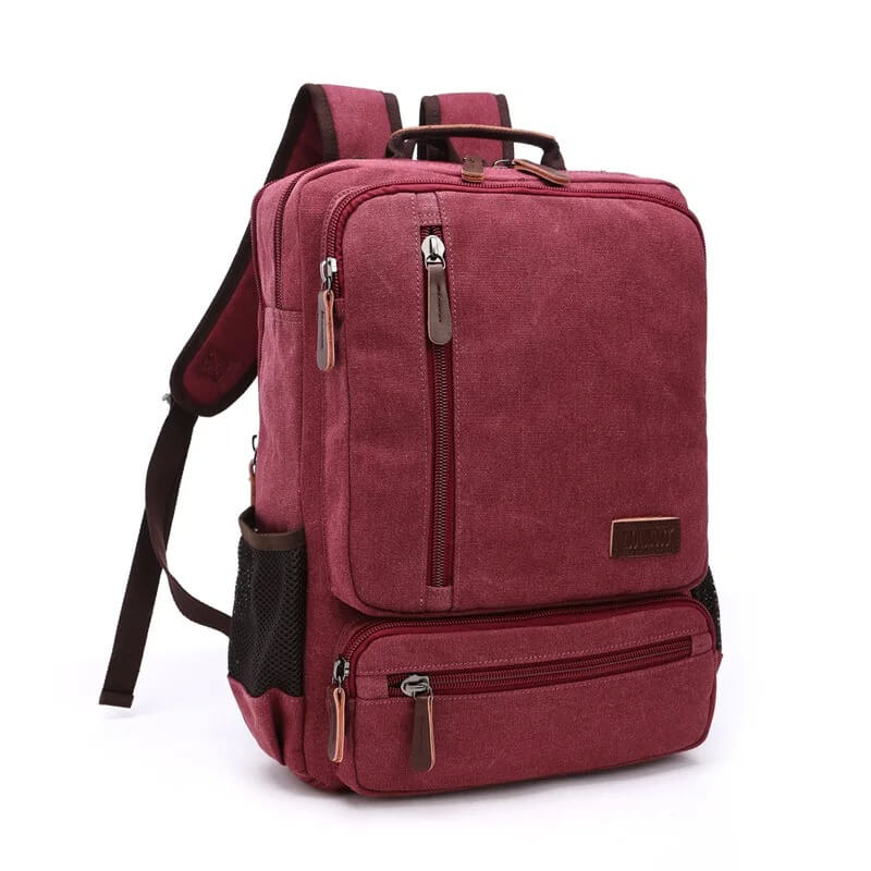 NomadiqPack – Vintage Canvas Ryggsäck för Resor | Stil, Funktion och Flexibilitet i Ett-Backpack-BB-Röd-Hemnix
