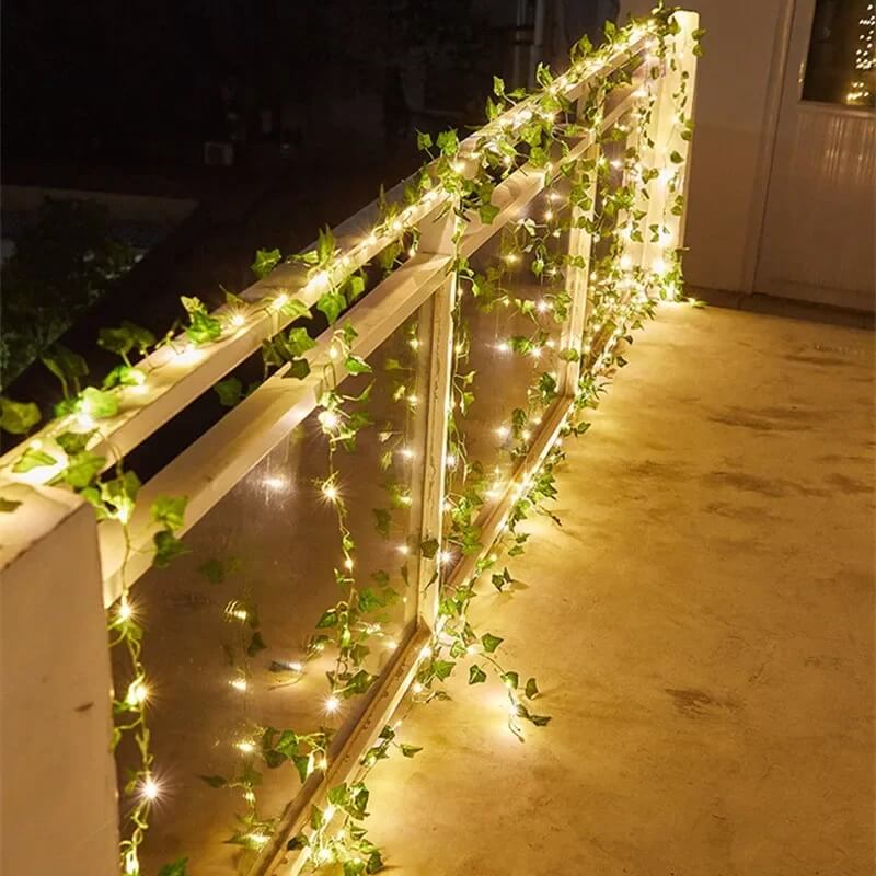 VineGlow – Batteridriven Ljusslinga med Gröna Blad | Skapa Mysig Stämning i Hemmet eller Trädgården-Light Ropes & Strings-BB-Hemnix