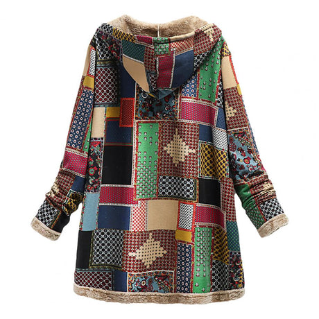 Lång vintagejacka med huva för kvinnor Hemnix