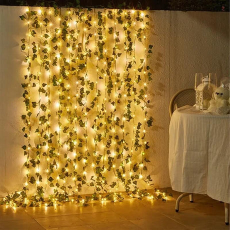 VineGlow – Batteridriven Ljusslinga med Gröna Blad | Skapa Mysig Stämning i Hemmet eller Trädgården-Light Ropes & Strings-BB-Hemnix