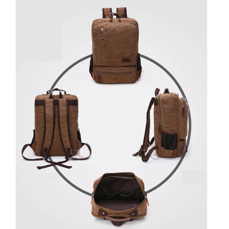 NomadiqPack – Vintage Canvas Ryggsäck för Resor | Stil, Funktion och Flexibilitet i Ett-Backpack-BB-Hemnix