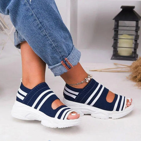 Wedge-sandaler med öppen tå för kvinnor-Hemnix-Blå-36-Hemnix