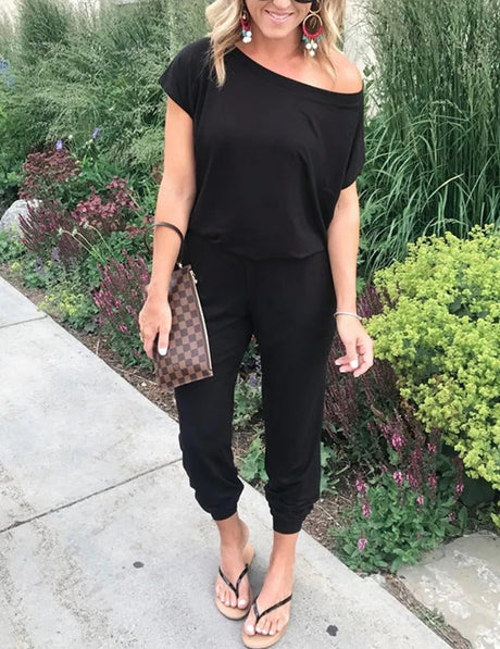 Lös jumpsuit med axelavslut för kvinnor-Clothes for women-Hemnix-Svart-S-Hemnix