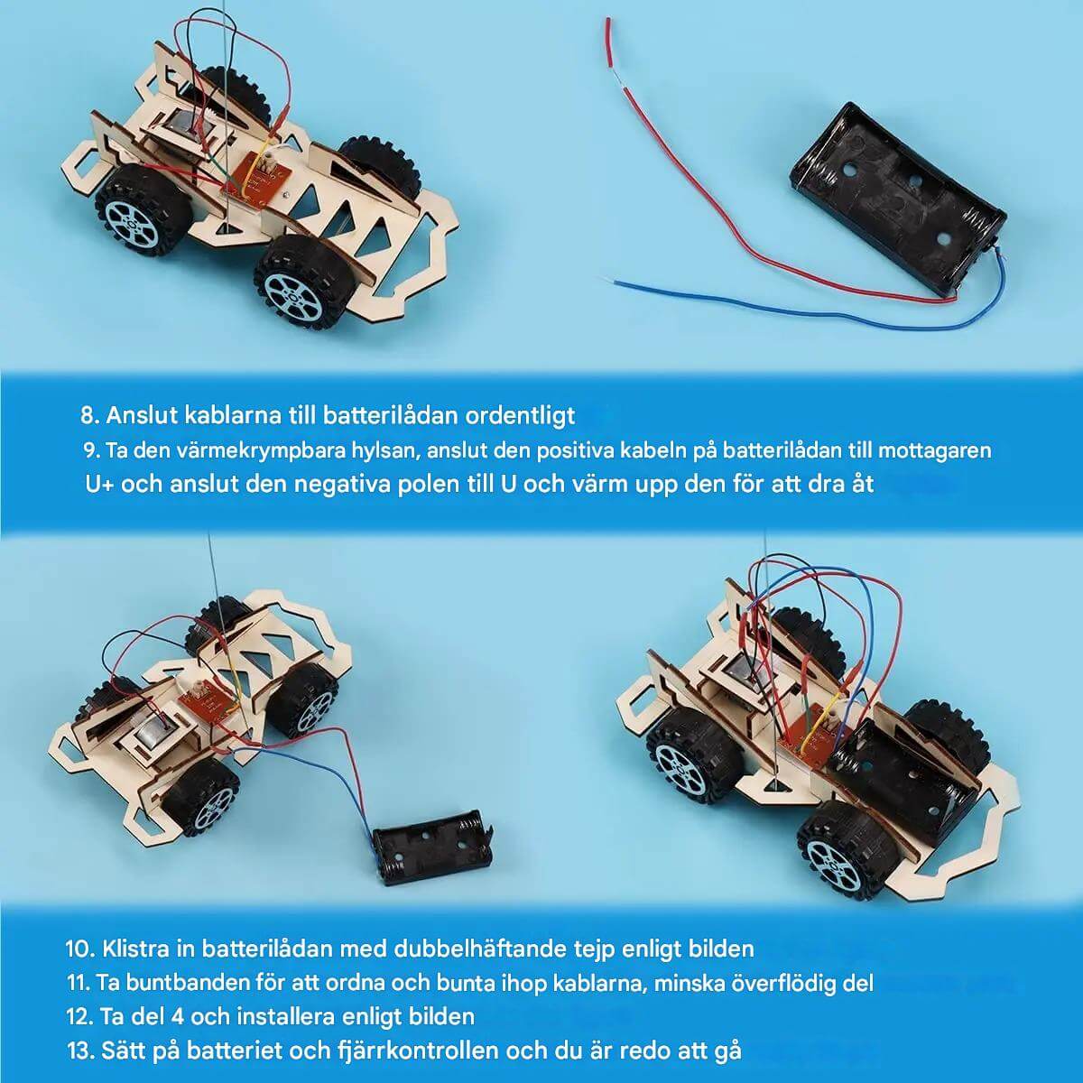 WoodiRace – Träleksaksbil med Fjärrkontroll för Barn | Monteringsbar 4-hjulsdriven DIY Teknikleksak-Remote Control Cars & Trucks-BB-Hemnix