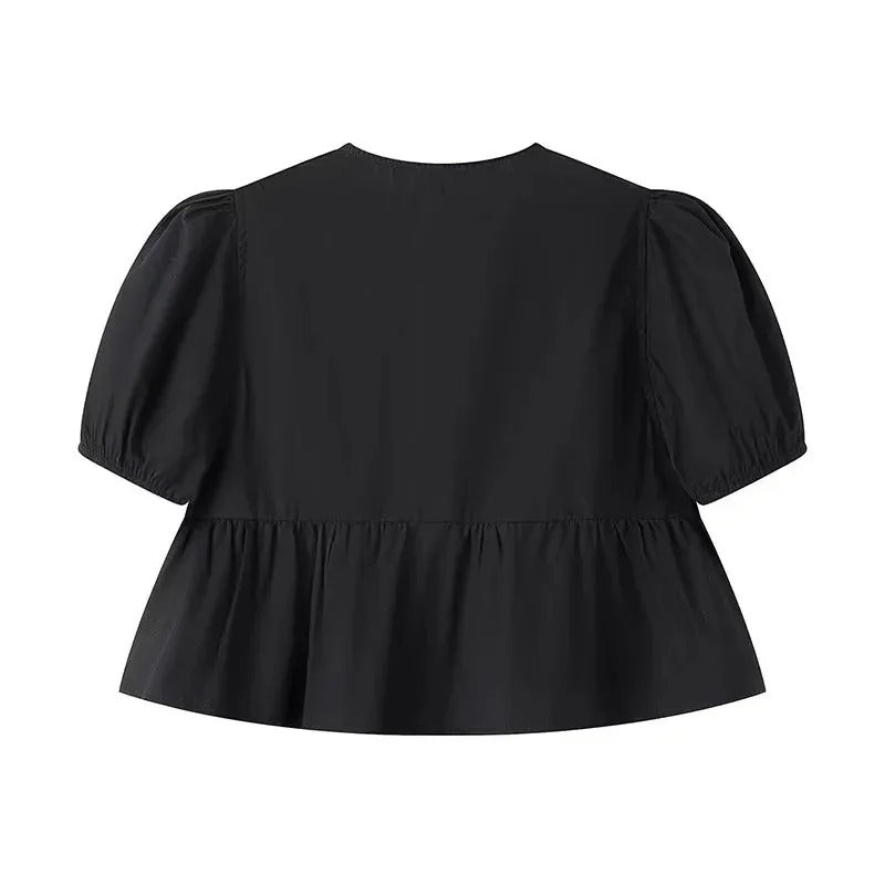 Front Tie Ruffle Crop Top-Bellasverige-Hemnix