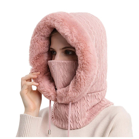 Damstickad pälsmössa Mask Set-Hemnix-Rosa-Hemnix