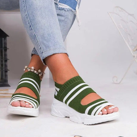 Wedge-sandaler med öppen tå för kvinnor-Hemnix-Grön-36-Hemnix