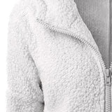 Fleece vinterjacka med huva för kvinnor