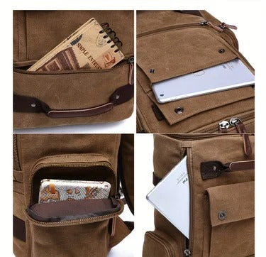 NomadiqPack – Vintage Canvas Ryggsäck för Resor | Stil, Funktion och Flexibilitet i Ett-Backpack-BB-Hemnix