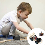 WoodiRace – Träleksaksbil med Fjärrkontroll för Barn | Monteringsbar 4-hjulsdriven DIY Teknikleksak-Remote Control Cars & Trucks-BB-Hemnix