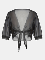 Vit Blus Dam Öppen Front Luftig Design i 100% Bomull
