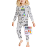 Barn Färg-i-bomull Pyjamas Set Carvallo