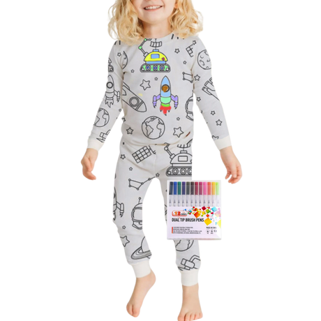Barn Färg-i-bomull Pyjamas Set Carvallo