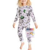Barn Färg-i-bomull Pyjamas Set Carvallo