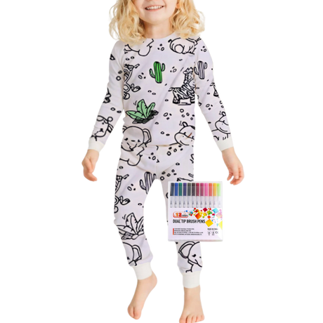 Barn Färg-i-bomull Pyjamas Set Carvallo