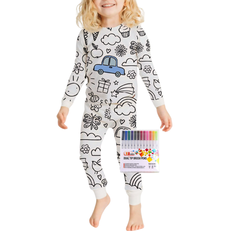 Barn Färg-i-bomull Pyjamas Set Carvallo