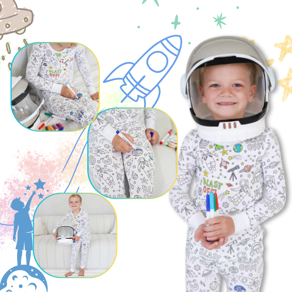 Barn Färg-i-bomull Pyjamas Set Carvallo
