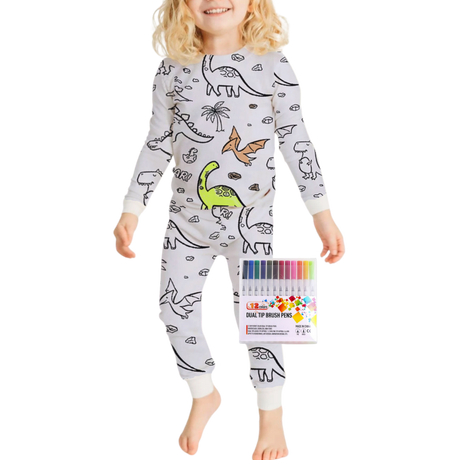 Barn Färg-i-bomull Pyjamas Set Carvallo