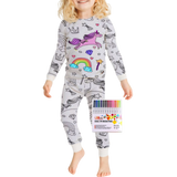 Barn Färg-i-bomull Pyjamas Set Carvallo