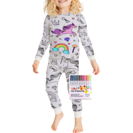 Barn Färg-i-bomull Pyjamas Set Carvallo