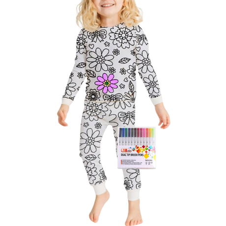 Barn Färg-i-bomull Pyjamas Set Carvallo