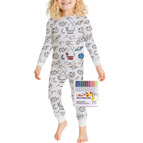 Barn Färg-i-bomull Pyjamas Set Carvallo