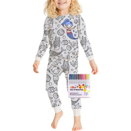 Barn Färg-i-bomull Pyjamas Set Carvallo