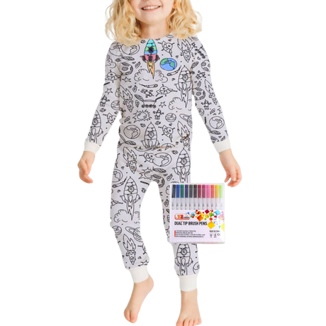 Barn Färg-i-bomull Pyjamas Set Carvallo