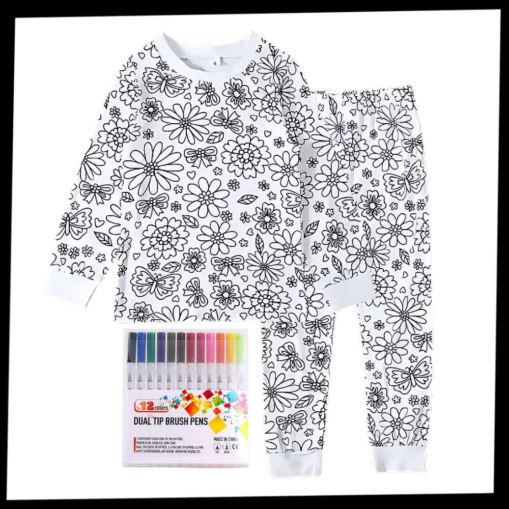 Barn Färg-i-bomull Pyjamas Set Carvallo