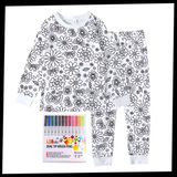 Barn Färg-i-bomull Pyjamas Set Carvallo
