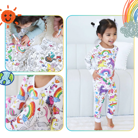 Barn Färg-i-bomull Pyjamas Set Carvallo
