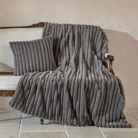 Varm & Mjuk Filt – Randig Design i Fleece/Plysch Hemnix