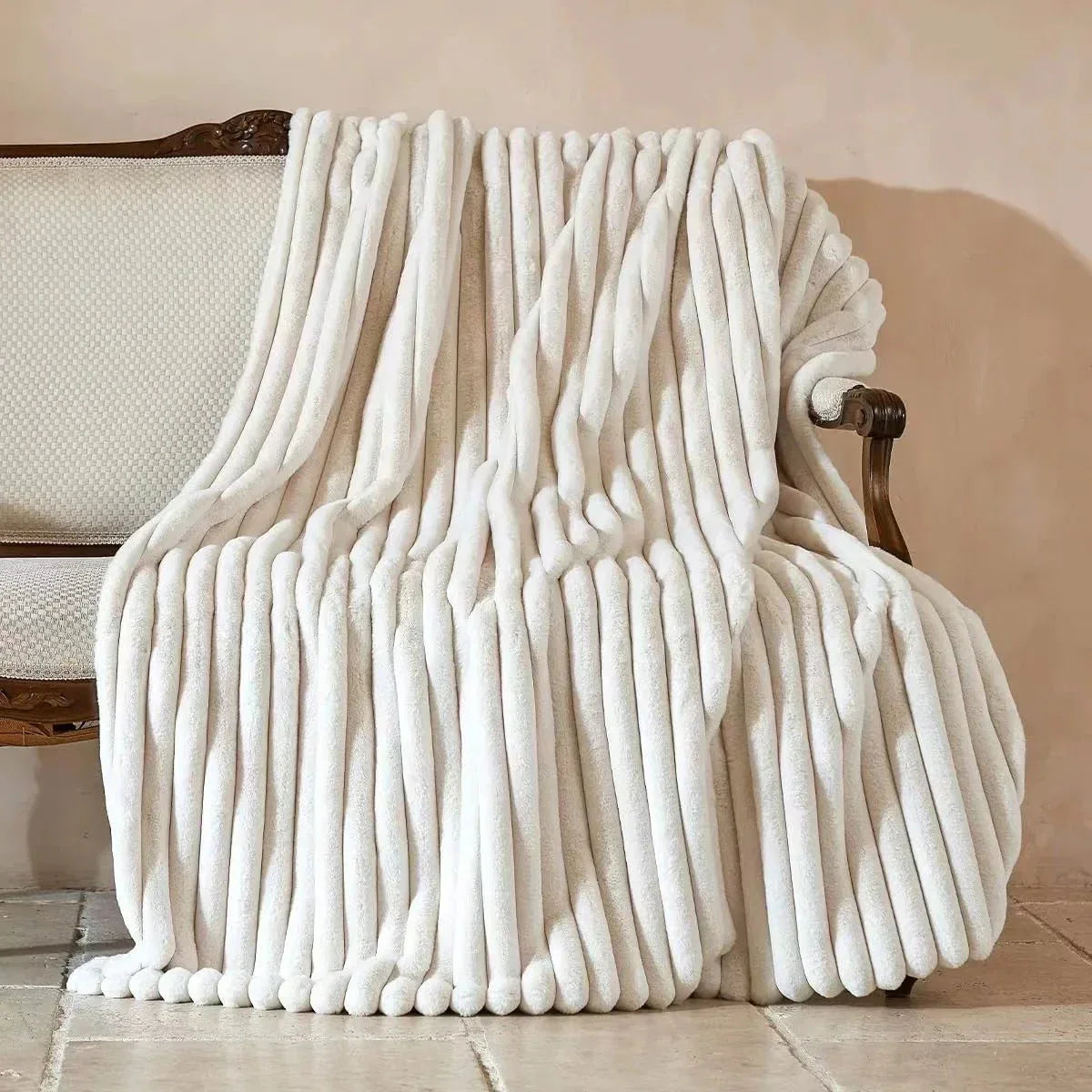 Varm & Mjuk Filt – Randig Design i Fleece/Plysch Hemnix