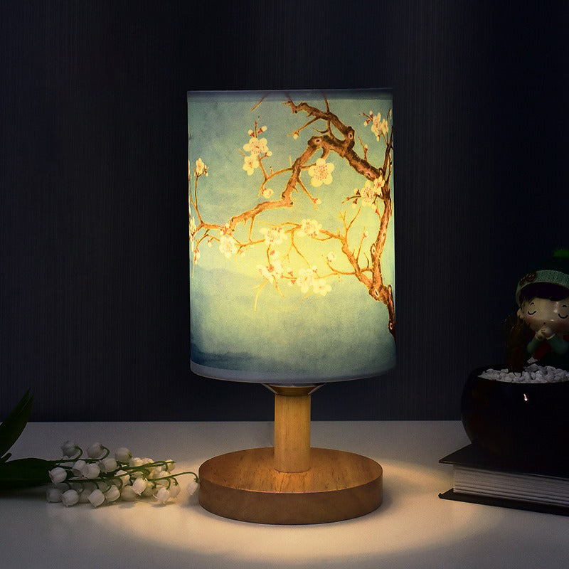 ZenGlow - Dekorativ Japansk Bordslampa med Träbas - Stämningsbelysning Carvallo