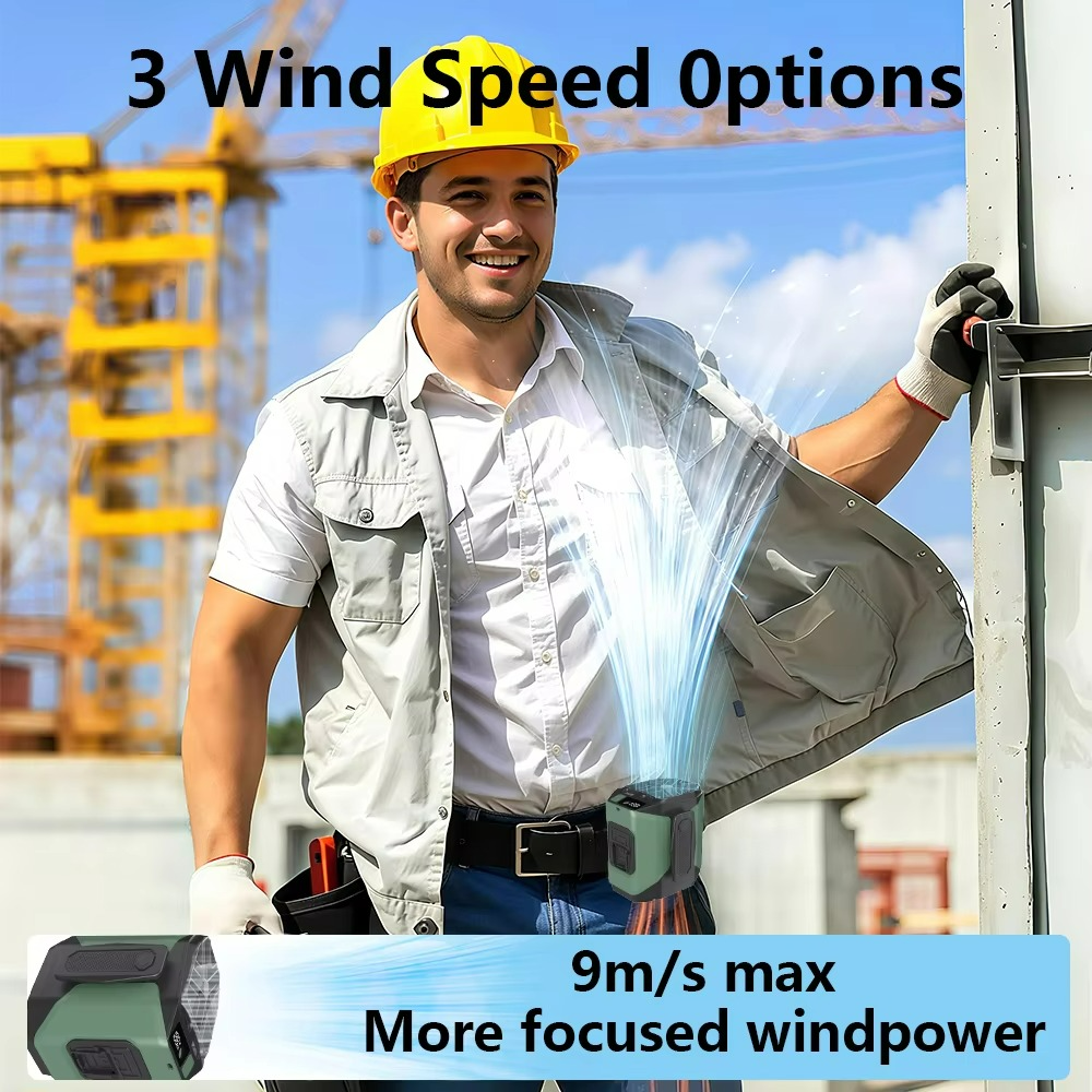 Bärbar midjefläkt – Handsfree-kylning med inbyggd powerbank och LED-ficklampa MILA Sverige