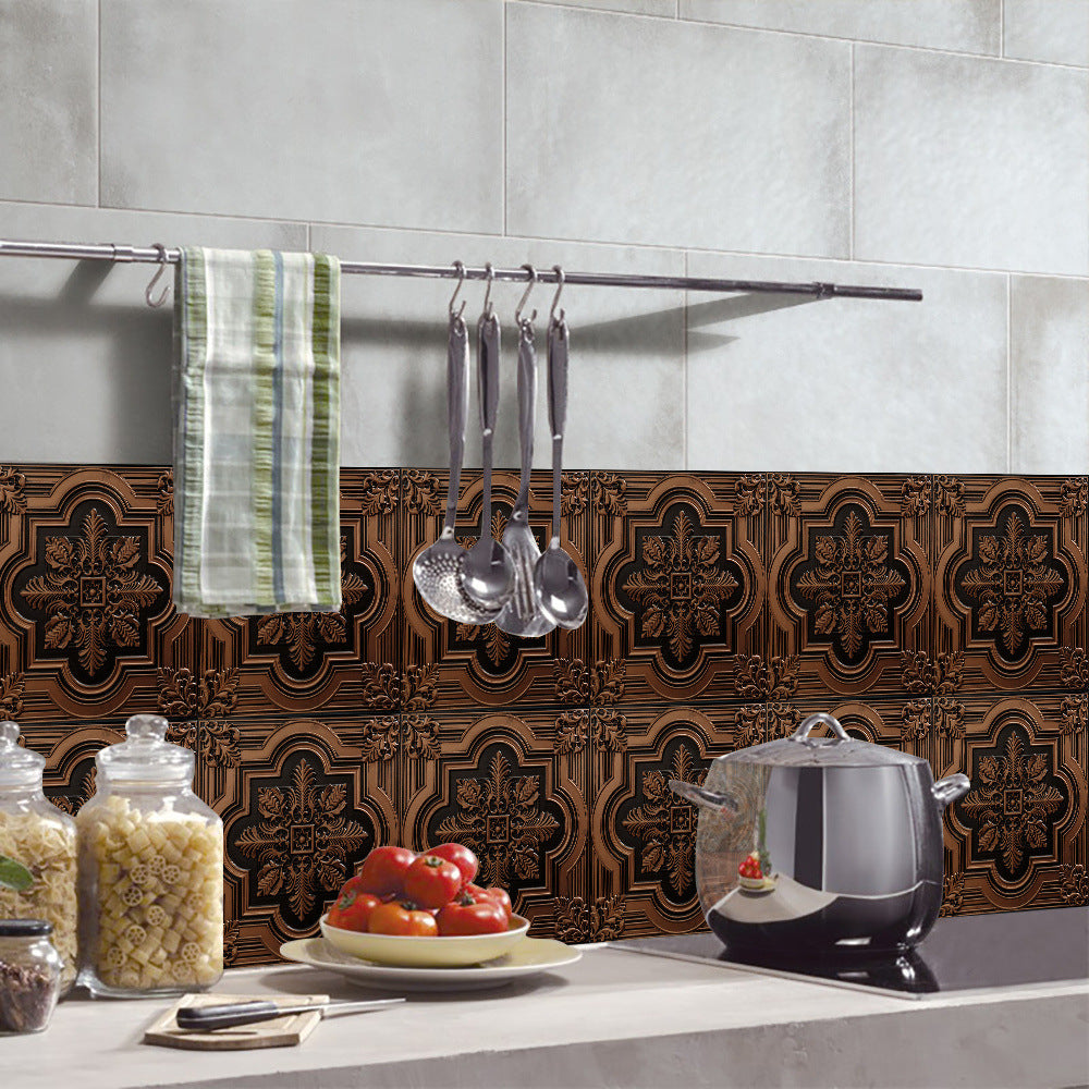 Retro Glansig Kakeltapet - Vintage Mönster Peel & Stick PVC Vägg- och Möbelbeklädnad MILA Sverige