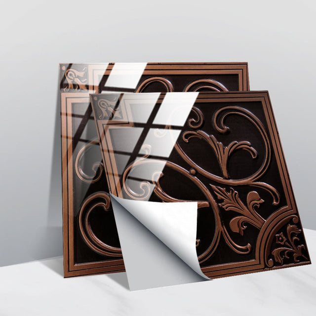 Retro Glansig Kakeltapet - Vintage Mönster Peel & Stick PVC Vägg- och Möbelbeklädnad MILA Sverige