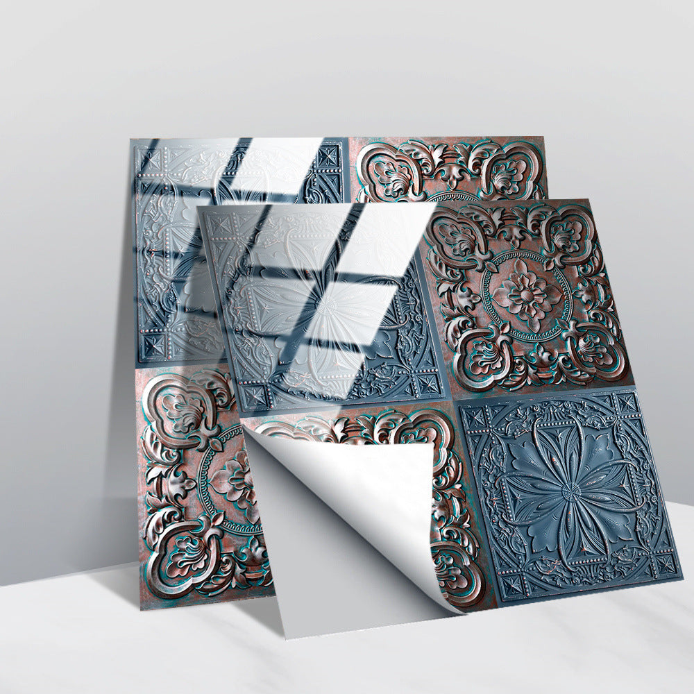 Retro Glansig Kakeltapet - Vintage Mönster Peel & Stick PVC Vägg- och Möbelbeklädnad MILA Sverige