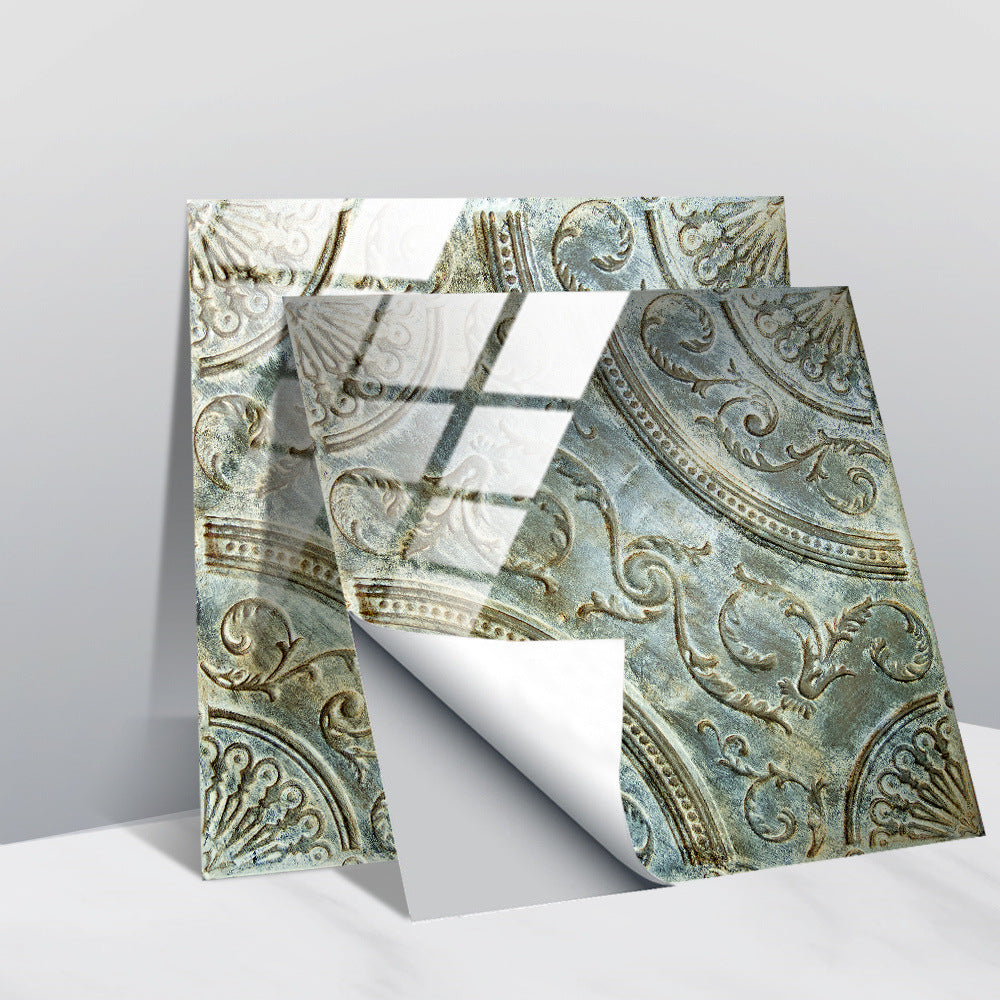 Retro Glansig Kakeltapet - Vintage Mönster Peel & Stick PVC Vägg- och Möbelbeklädnad MILA Sverige