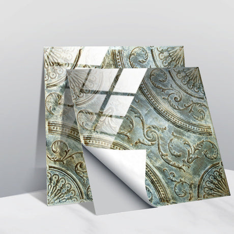 Retro Glansig Kakeltapet - Vintage Mönster Peel & Stick PVC Vägg- och Möbelbeklädnad MILA Sverige