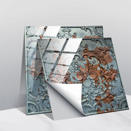 Retro Glansig Kakeltapet - Vintage Mönster Peel & Stick PVC Vägg- och Möbelbeklädnad MILA Sverige